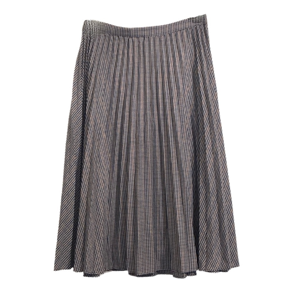 Chaus Black and Tan Houndstooth Pleated A-Line Midi Skirt Size Small - Picture 2 of 8
